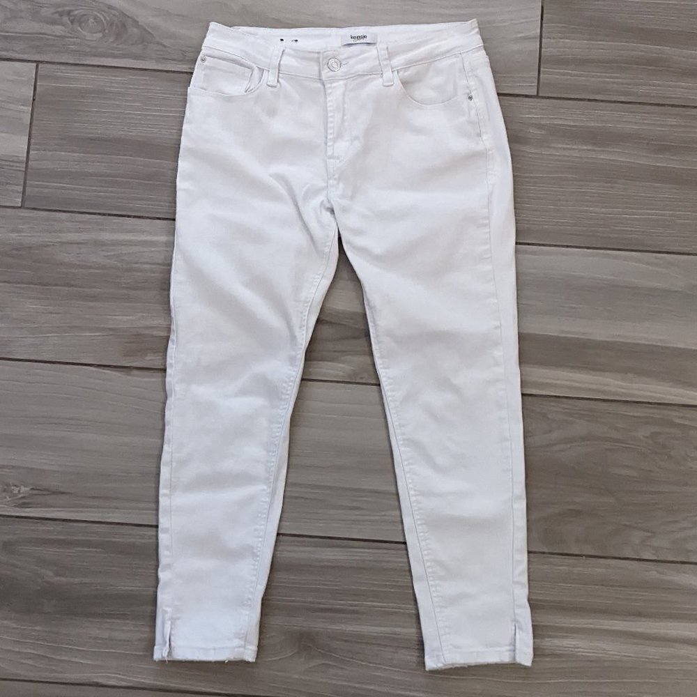 Kensie Jeans - White Cropped Split Hem Jeans